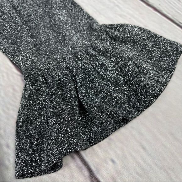 J.CREW grey silver metallic sparkle bell sleeve top, size M - Picture 7 of 14